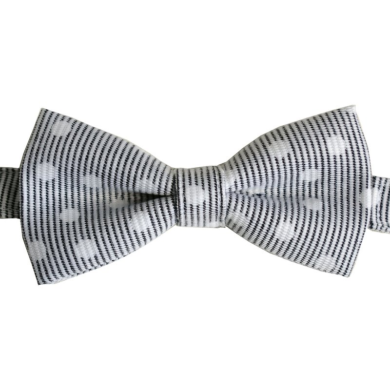 Dot dot bow tie stripes white dots - เนคไท/ที่หนีบเนคไท - วัสดุอื่นๆ สีเทา