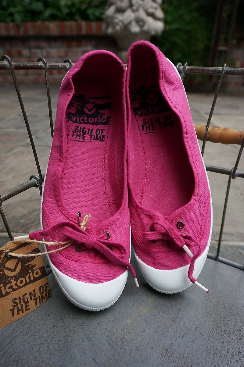 victoria西班牙國民手工鞋-桃紅色FUSCIA(娃娃鞋款) 35號 - 女款休閒鞋 - 棉．麻 粉紅色