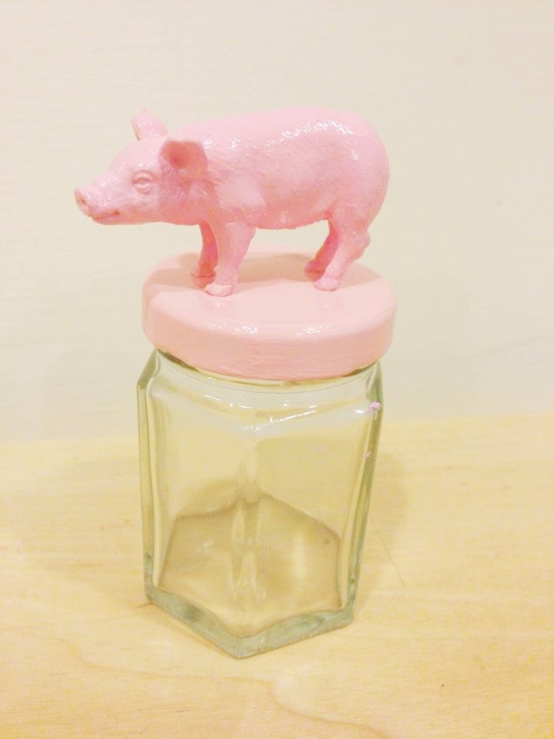 Sweet4Girls 獨家 設計 zakka 居家雜貨 擺飾 糖果 玻璃 收納罐 果醬罐 小豬 兔子 動物 - 植栽/盆栽 - 玻璃 粉紅色