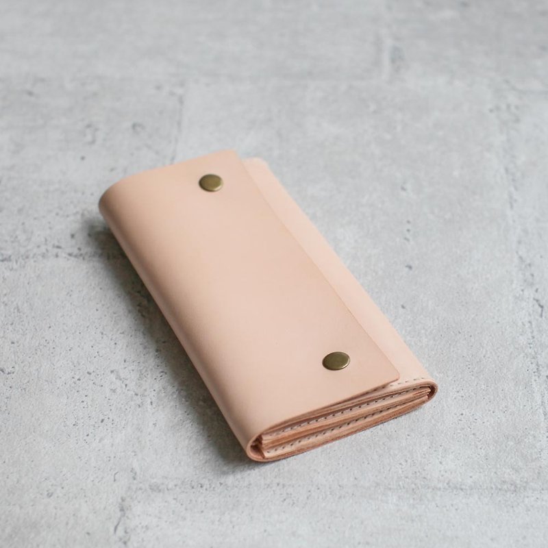 nude color vegetable cow hide leather long wallet - Wallets - Genuine Leather Orange