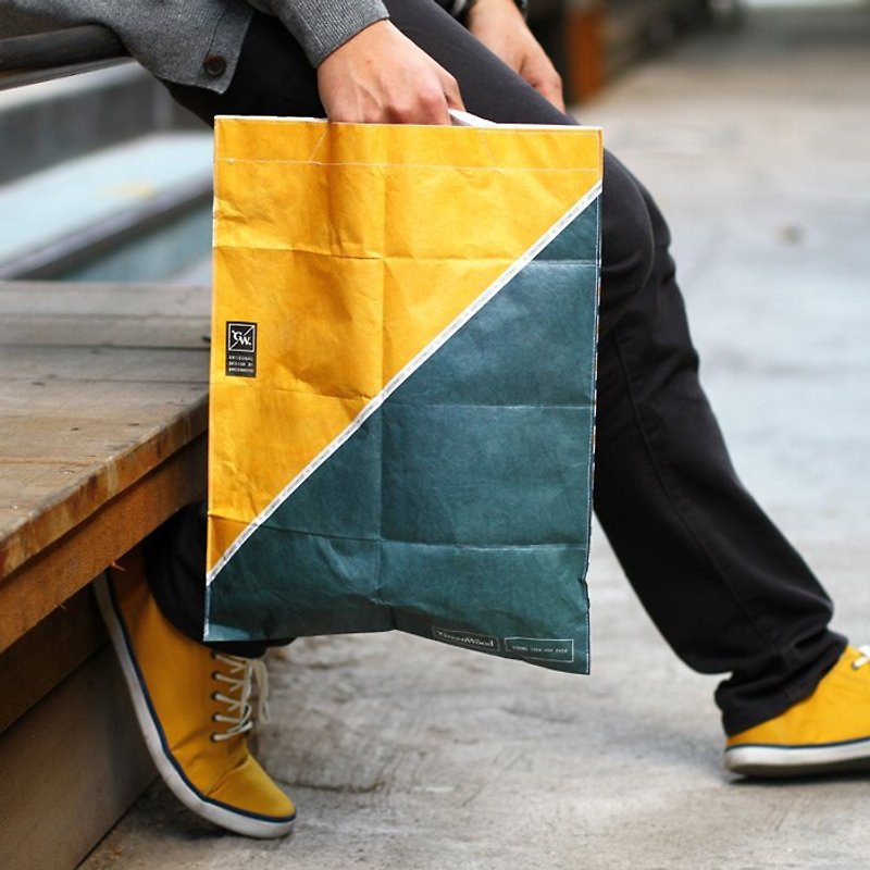 Card Bag 摺疊購物袋 / 702黃綠款 - 手袋/手提袋 - 防水材質 黃色