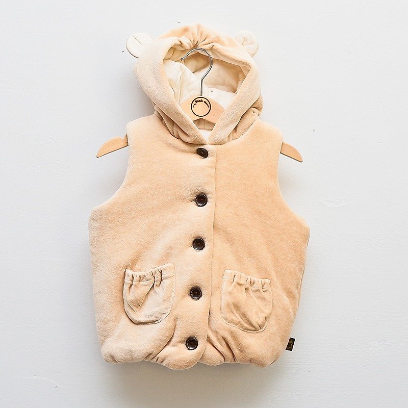 Warm Huhu Organic Color Cotton Bear Vest - อื่นๆ - ผ้าฝ้าย/ผ้าลินิน สีนำ้ตาล