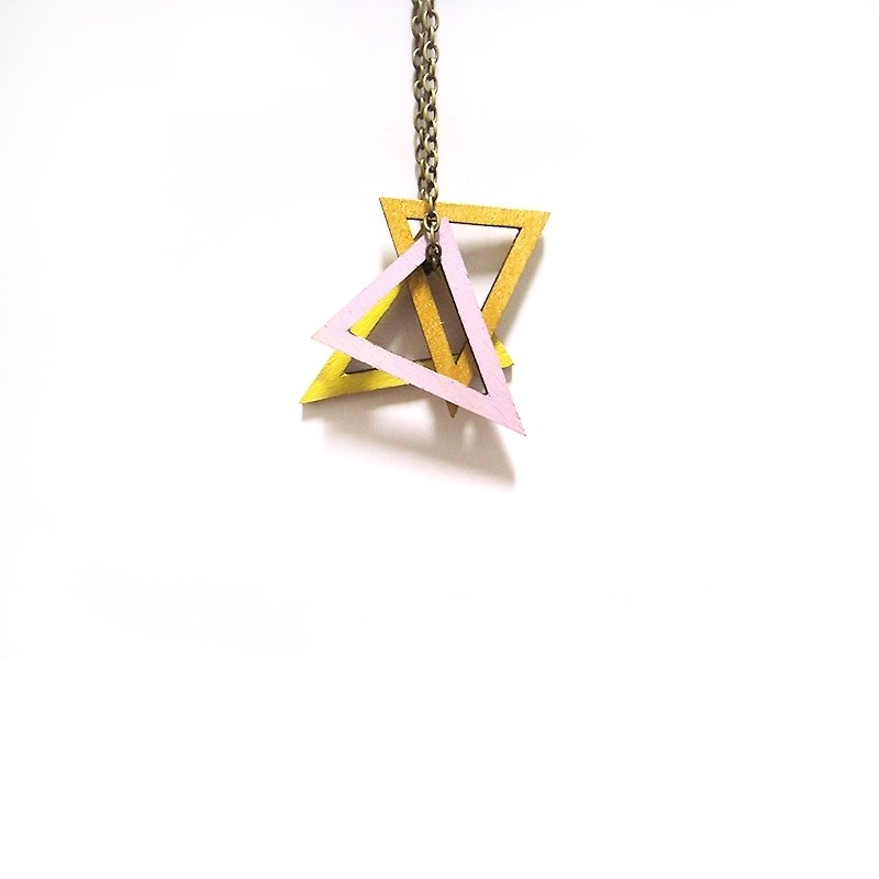 Purple yellow triangle - Necklaces - Wood Multicolor