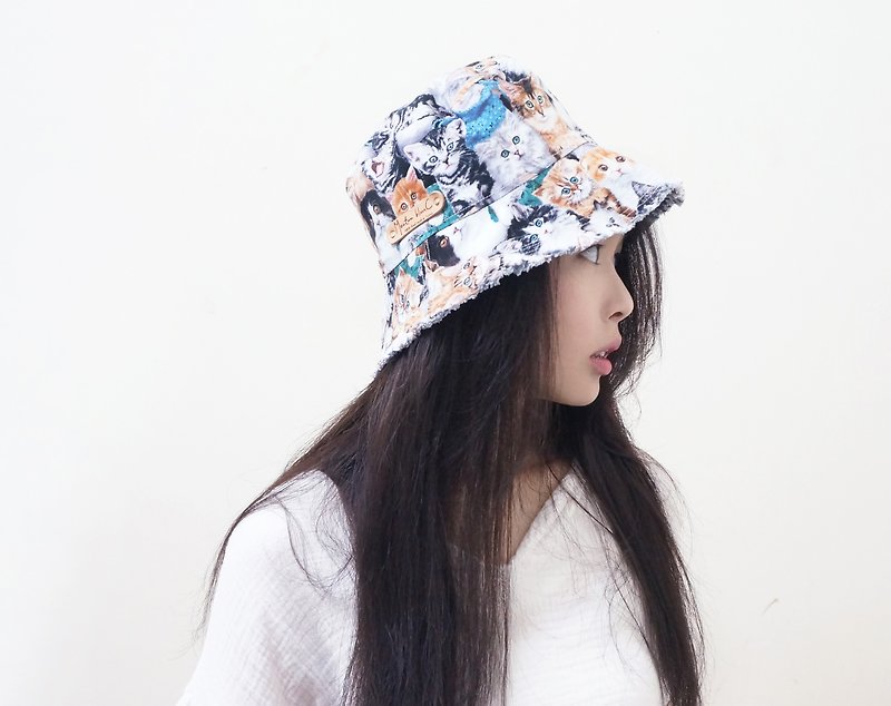 Fickle sided hat | Cat full Kojima / last ㄧ top girls M - Hats & Caps - Other Materials Multicolor
