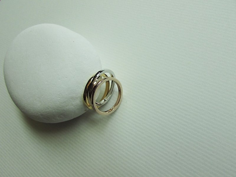 triple rings | mittag jewelry | handmade and made in Taiwan - แหวนคู่ - เครื่องประดับ สีทอง