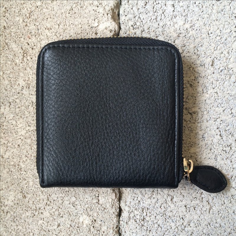 Geometric | Playful | Minimal | Square | BLACK | Fun | Coins Bag / Purse | WHY SO SERIOUS? SERIES - Wallets - Genuine Leather Black
