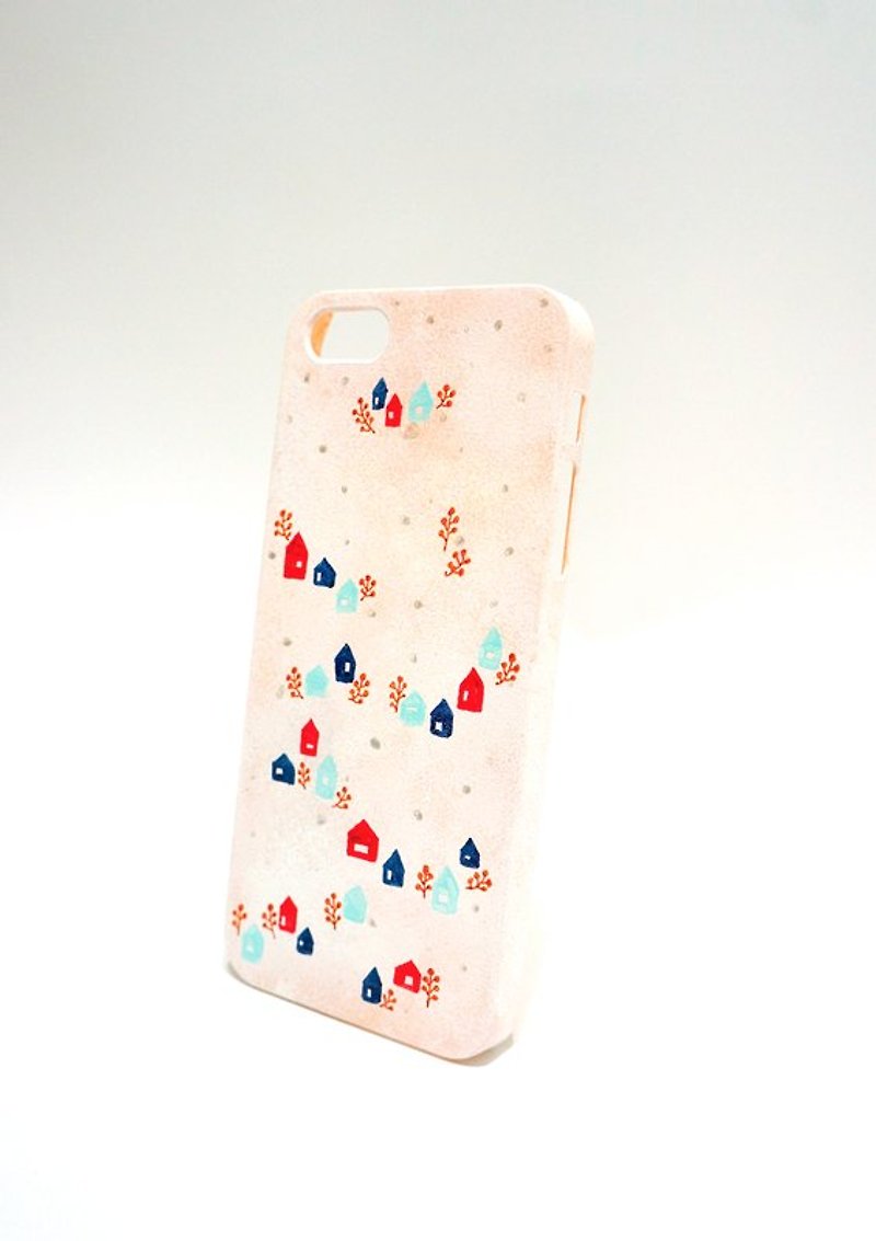 [雪の森の小屋 - 手描きシリーズ] iPhoneの携帯電話のシェル - スマホケース - プラスチック ホワイト