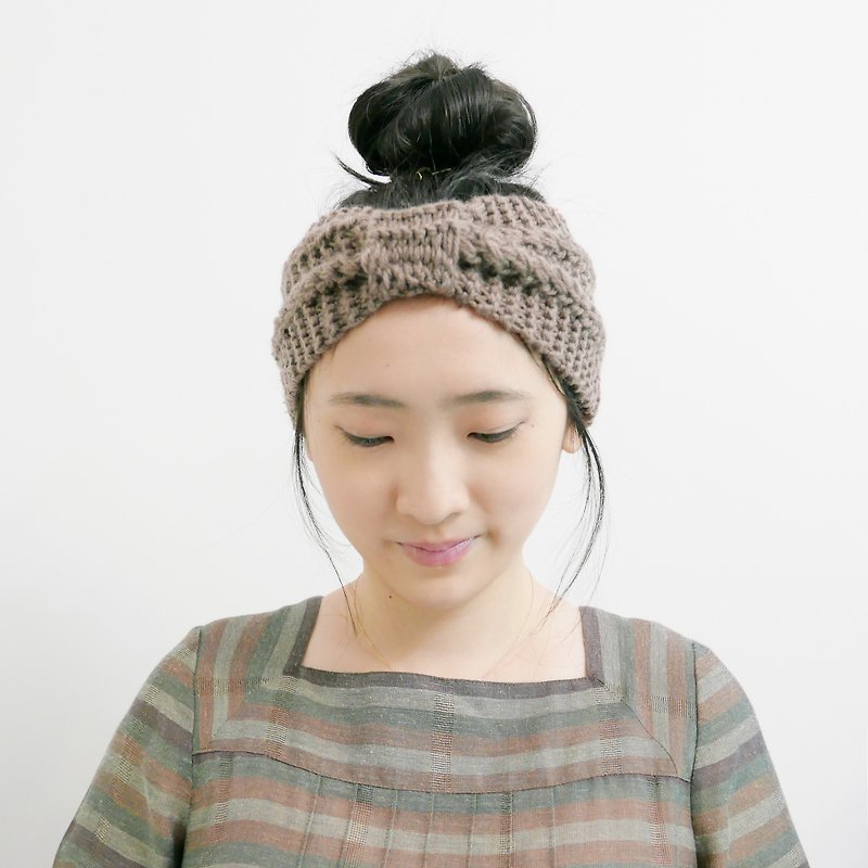 Creamy Brown Woollen Hair Band - Hair Accessories - Other Materials Khaki