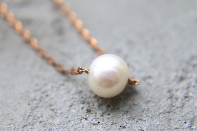 Natural Pearl-Tuesday Brass Long Necklace - Long Necklaces - Gemstone White