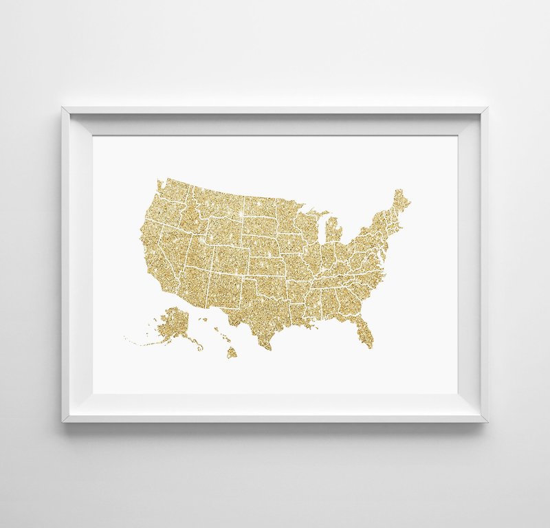USA MAP 可客製化 掛畫 海報 - 牆貼/牆身裝飾 - 紙 