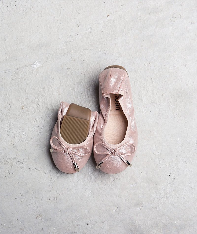 Zero yards - [innocent girl] folding ballet shoes - pink bubbles (children's shoes) (32) - Mary Jane Shoes & Ballet Shoes - Genuine Leather Pink
