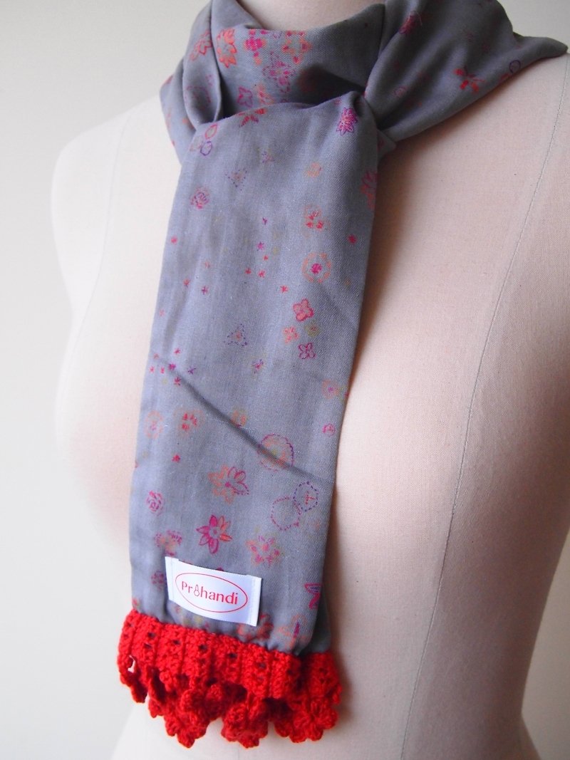 Broken lace-handmade scarf - ผ้าพันคอ - ผ้าฝ้าย/ผ้าลินิน สีม่วง
