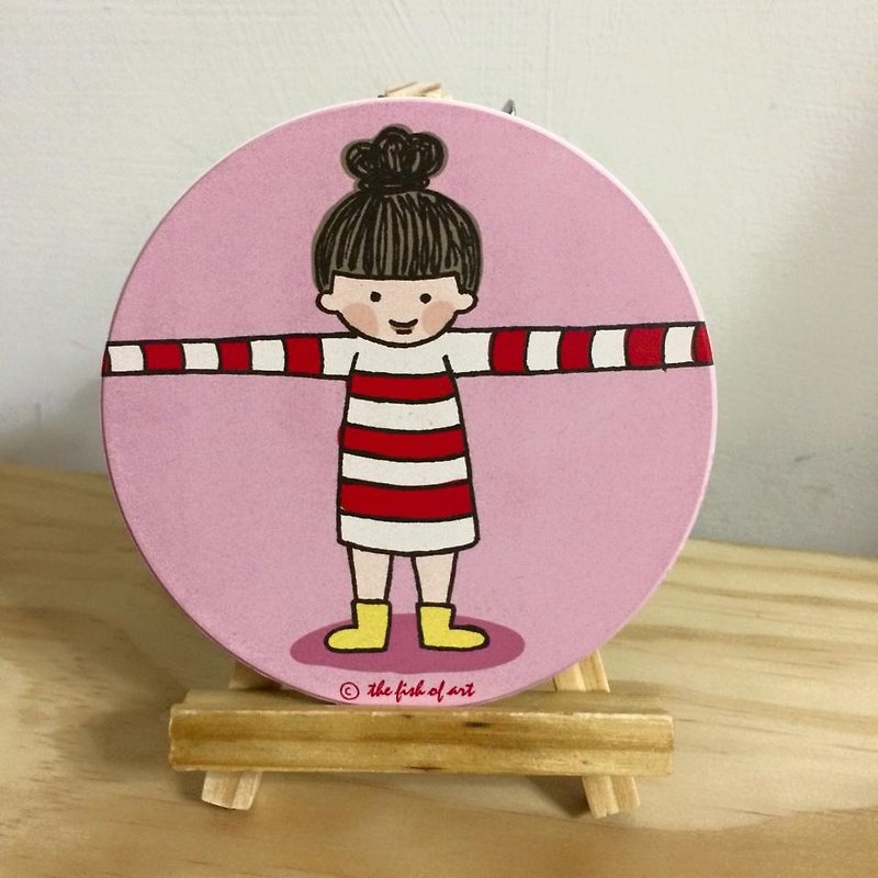 I love you so much (girl) illustration ceramic absorbent coaster--A0009 - Coasters - Other Materials Multicolor