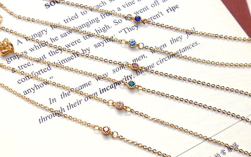 Mini single diamond bracelet (7 colors) / sister chain / bridesmaid gift / wedding small things SL239 - สร้อยข้อมือ - วัสดุอื่นๆ สีทอง