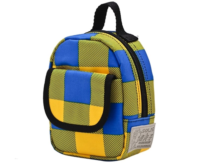 SOLIS [ Old Master Series ] Premium Purse Bag /Waist Bag(yellow/blue grid) - Toiletry Bags & Pouches - Polyester Yellow