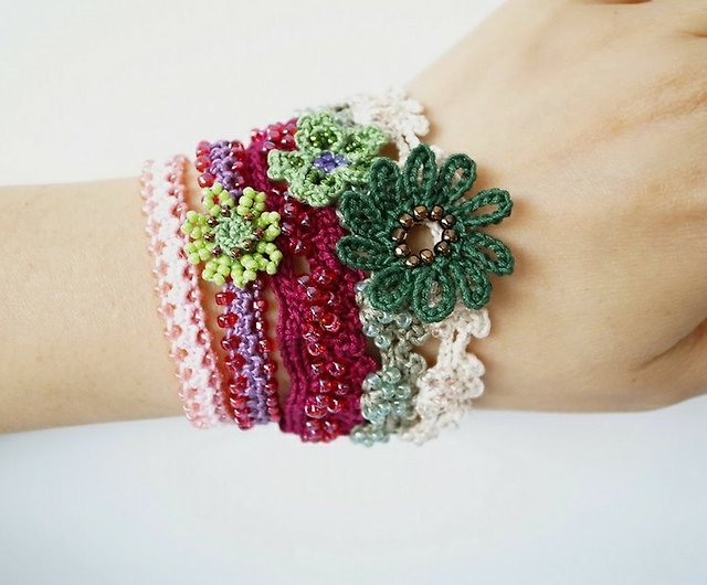 Crochet Cord Bracelet with Adjustable Closure - All About Ami
