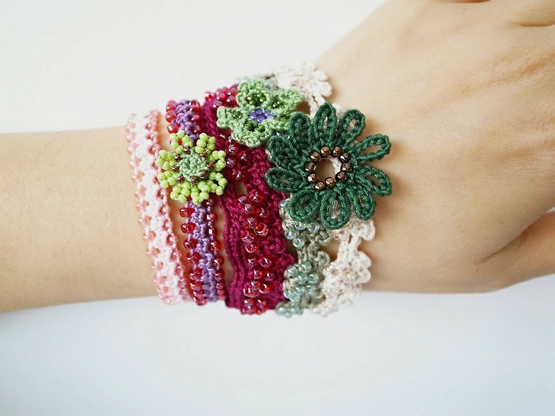 Crochet Lace Jewelry (Boho Chic i-b) Bracelet - สร้อยข้อมือ - ผ้าฝ้าย/ผ้าลินิน 