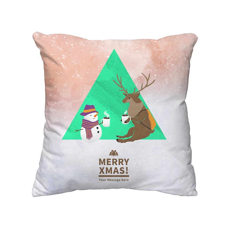 【Drinking cocoa with Mr. Elk】 Christmas custom throw pillow - Pillows & Cushions - Polyester Multicolor