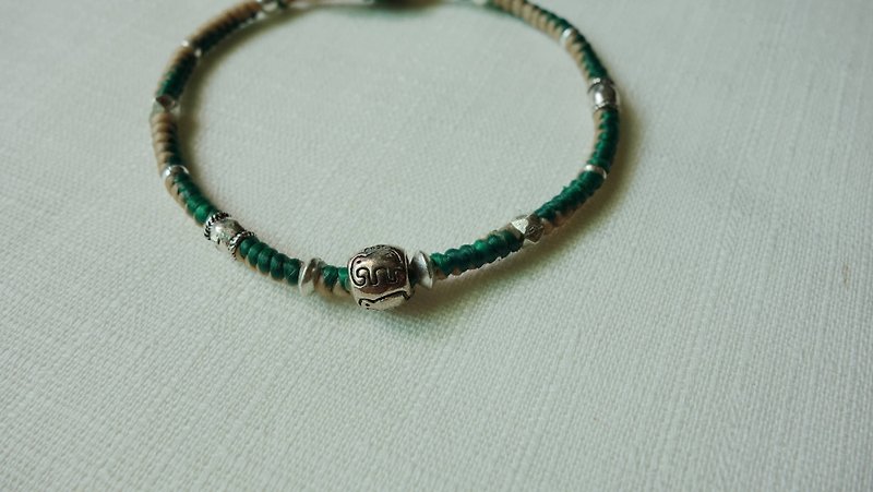 ~ M + Bear ~ Elephant Paopao Pao Tree Of Life 925 sterling silver bracelet braided silk thin wax Bracelet - สร้อยข้อมือ - โลหะ สีเหลือง