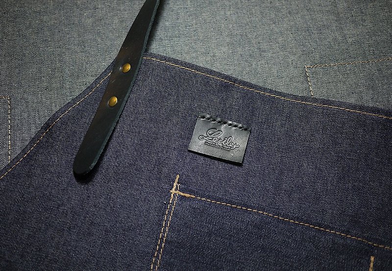児島 デニムエプロン デニムエプロンブラック Leather Edition - その他 - その他の素材 ブルー