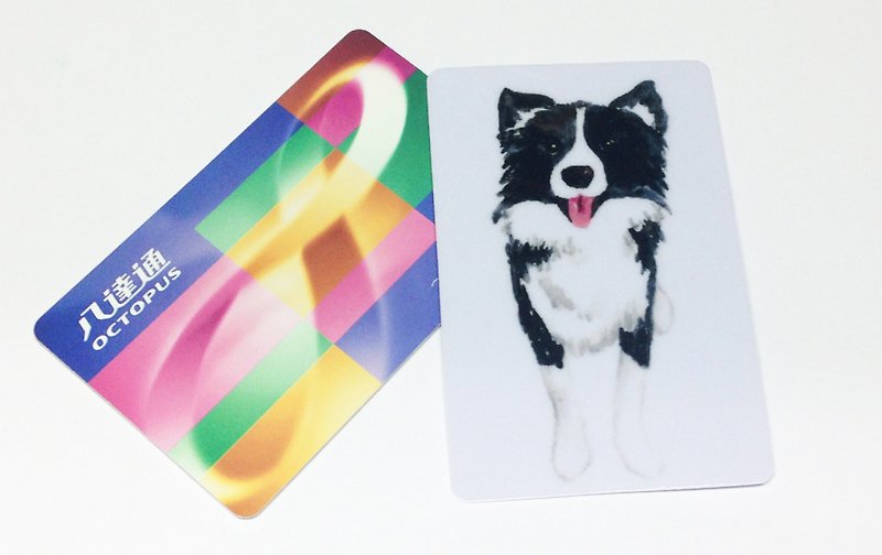 オクトパストラベルカードを描くボーダーコリーの子犬の輸送カードステッカー - パスポートケース - プラスチック 