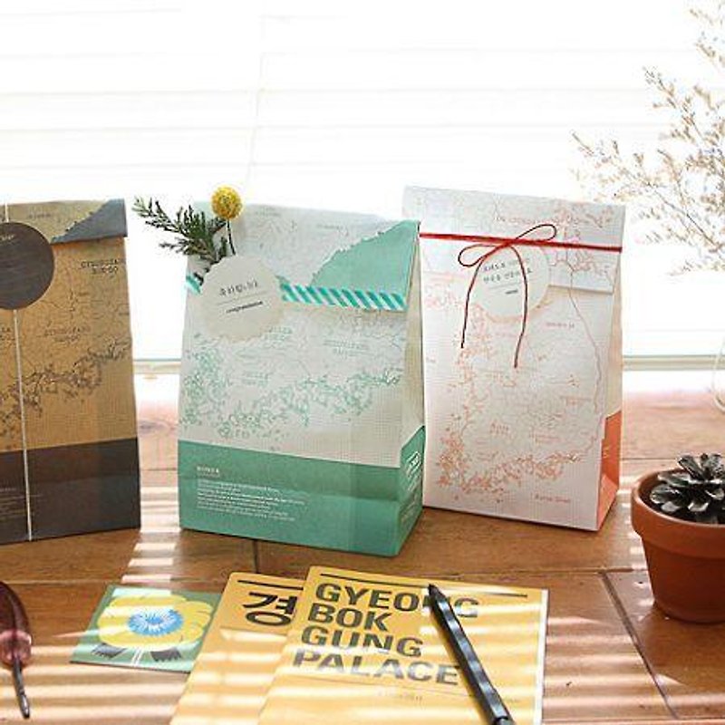 Dessin x Indigo- Korea map packing gift bags group (4 in) - color version, IDG02701 - วัสดุห่อของขวัญ - กระดาษ หลากหลายสี