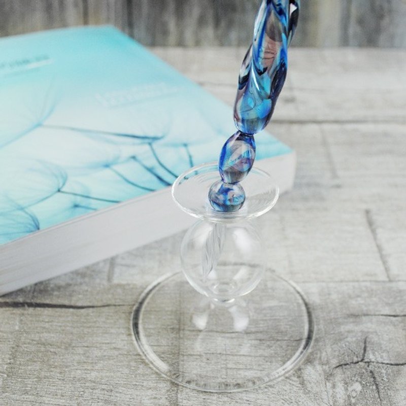 [T] MSA glass (glass indigo violet blue) spiral crystal art glass engraving pen (including glass pen holder) valentine gift customized stationery lettering - Other - Glass Blue