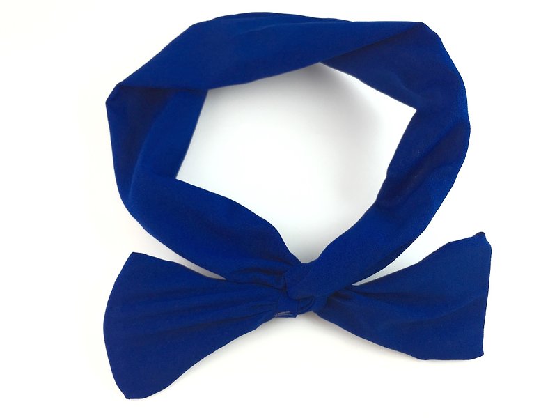 Blue bow ribbon - เครื่องประดับผม - วัสดุอื่นๆ สีน้ำเงิน