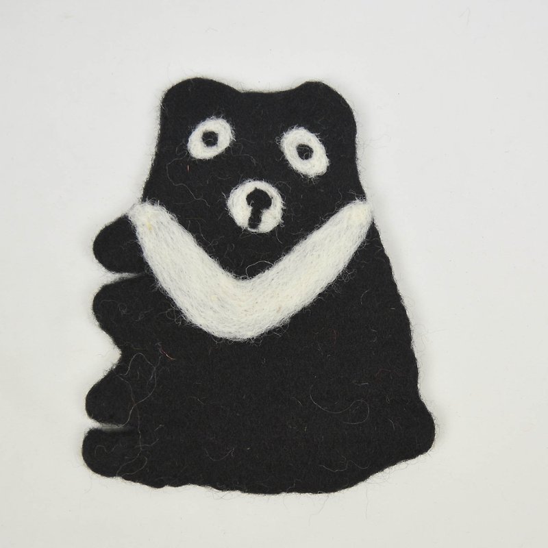 Animal fat sheep blankets coasters _ _ black bear Fairtrade - Coasters - Wool Black
