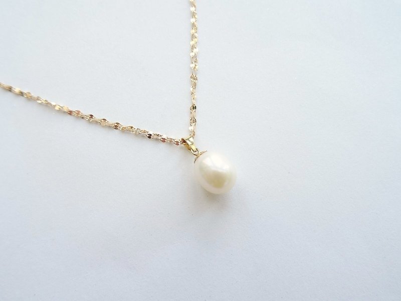 Light store pickup gold jewelry ◆ ◆ antique Japanese 14K gold freshwater pearl pendant top (without chain) ◆ Solid Gold - Necklaces - Gemstone White