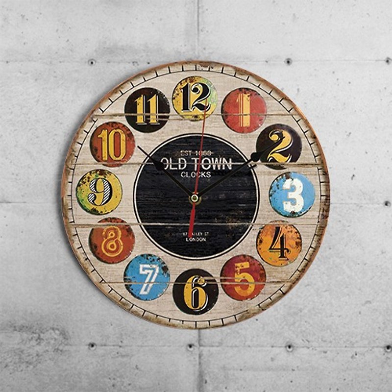 [LOFT] old urban industrial style veneer wall clock SKU BP2-WLDC10-sk - นาฬิกา - ไม้ 