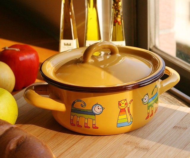 Smaltumプラハホーロー鍋の耳シャイニャーマイク_オレンジ<FDN000085