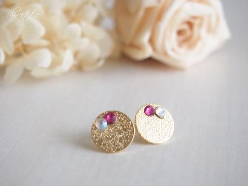 [14kgf] Stardust gold plate earrings (Fisher Pink) - Earrings & Clip-ons - Other Metals 