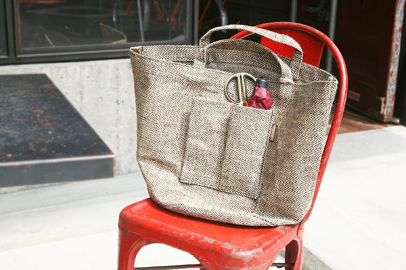 Dulton linen shopping bags - กระเป๋าถือ - วัสดุอื่นๆ สีนำ้ตาล