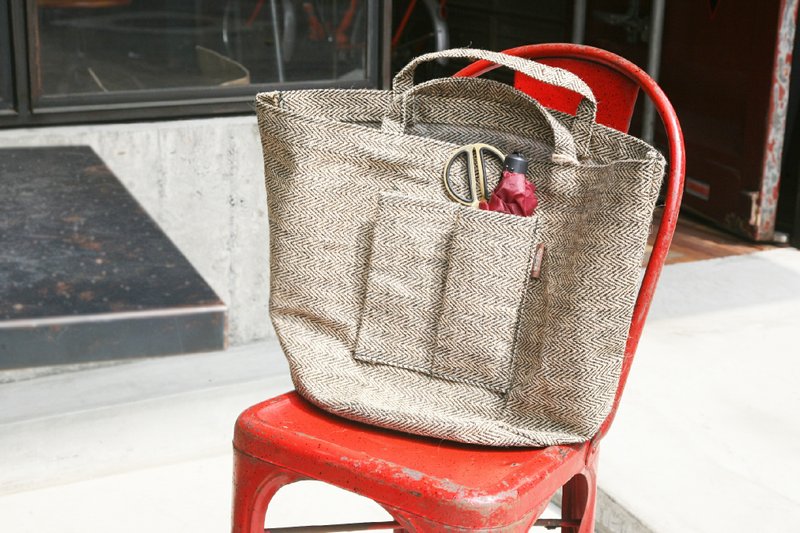 Dulton linen shopping bags - กระเป๋าถือ - วัสดุอื่นๆ สีนำ้ตาล