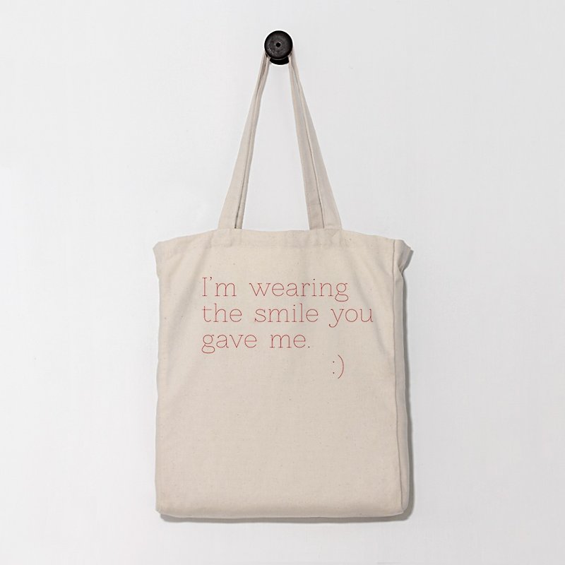 [Smile] bag / canvas bag / birthday gift - กระเป๋าแมสเซนเจอร์ - ผ้าฝ้าย/ผ้าลินิน ขาว