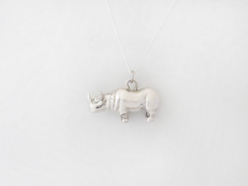 Charlene sterling silver hand-made -*Love the Earth Series - African black rhino necklace* - สร้อยคอ - โลหะ 