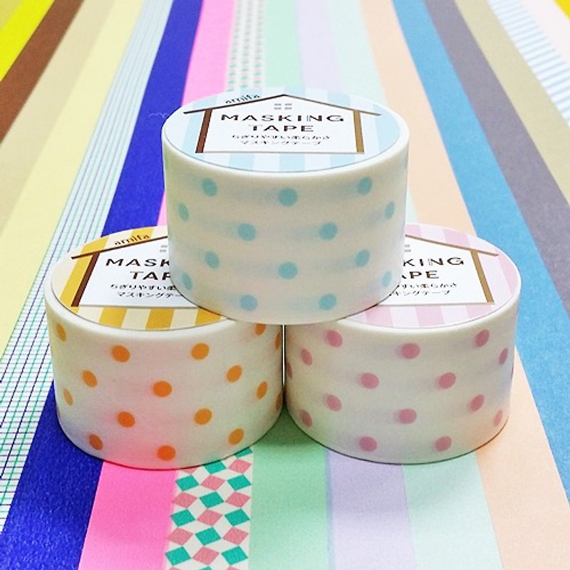 日本 amifa 和紙膠帶 30mm 3入組【31362 粉色點點】 - Washi Tape - Paper Multicolor