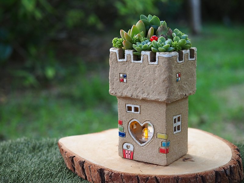 [Light House] Light pottery - super cute castle garden (rock color) / no plants - Plants - Other Materials 