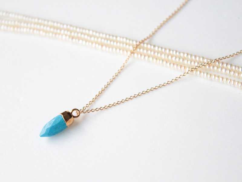 Journal eyebrows (blue) / turquoise, sterling silver necklaces - สร้อยคอ - เครื่องเพชรพลอย สีน้ำเงิน