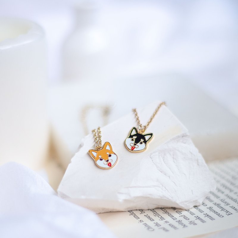 Shiba Inu Shiba Bracelet Necklace Dog Pet Accessory Carton Packaging Birthday Gift - Bracelets - Enamel White