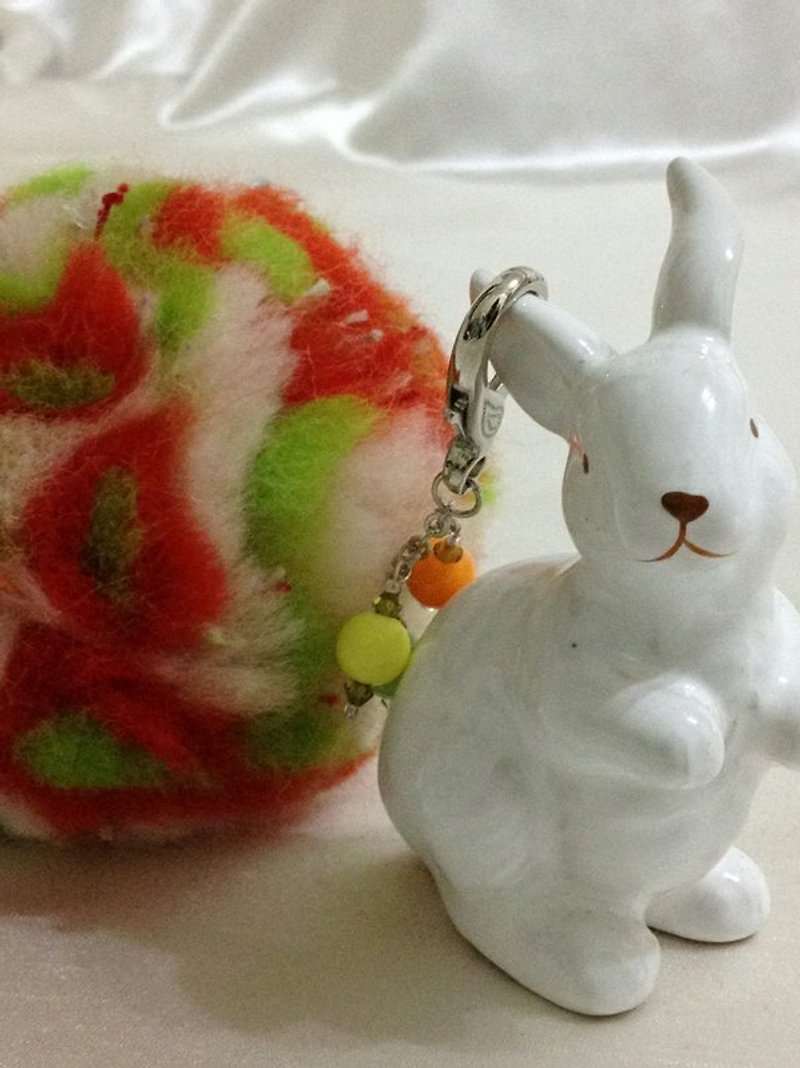 Synthetic fruit wool ball key ring - Charms - Wool 