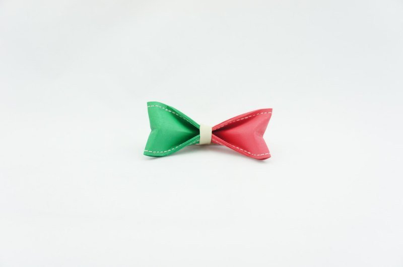 「Paper Bowtie」紙領結 雙色系列- No.82（草綠＋粉紅） - 領帶/領帶夾 - 防水材質 綠色