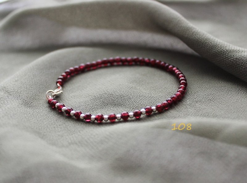 ☆, .- *'108 perles purple teeth / AA grade garnet bracelet with silver buckle 3.5MM - Bracelets - Gemstone Purple