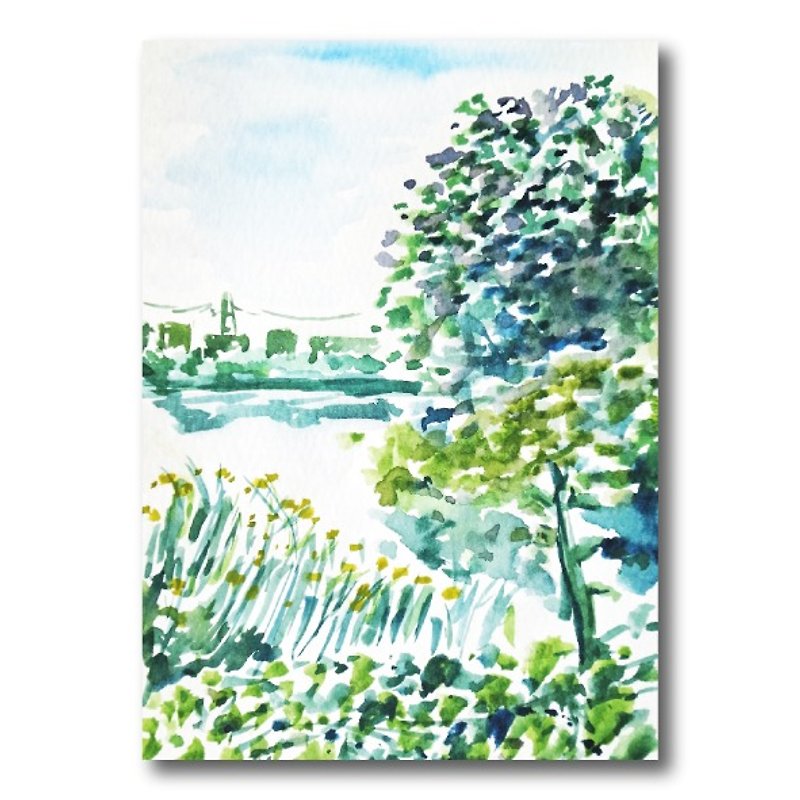 [Local] Chungli Taiwan. Dream Lake - hand-painted postcard sets - การ์ด/โปสการ์ด - กระดาษ สีเขียว