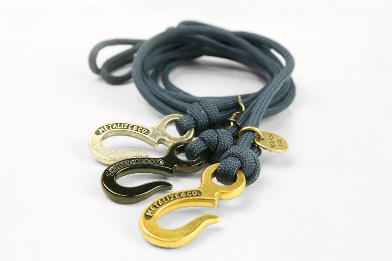 [METALIZE] Hook with rope bracelet three-ring umbrella rope bracelet-industrial hook type-blue rope - Bracelets - Other Materials 