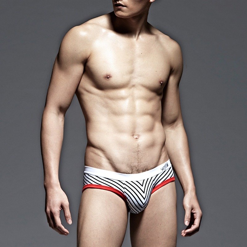 UNDERNEXT2 stripe low-waist briefs thick strips / red - Men's Pants - Cotton & Hemp Multicolor