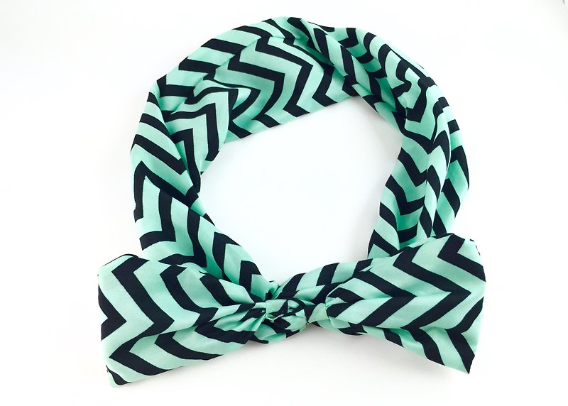 Green Black Lightning pattern color hair band - Hair Accessories - Other Materials Green