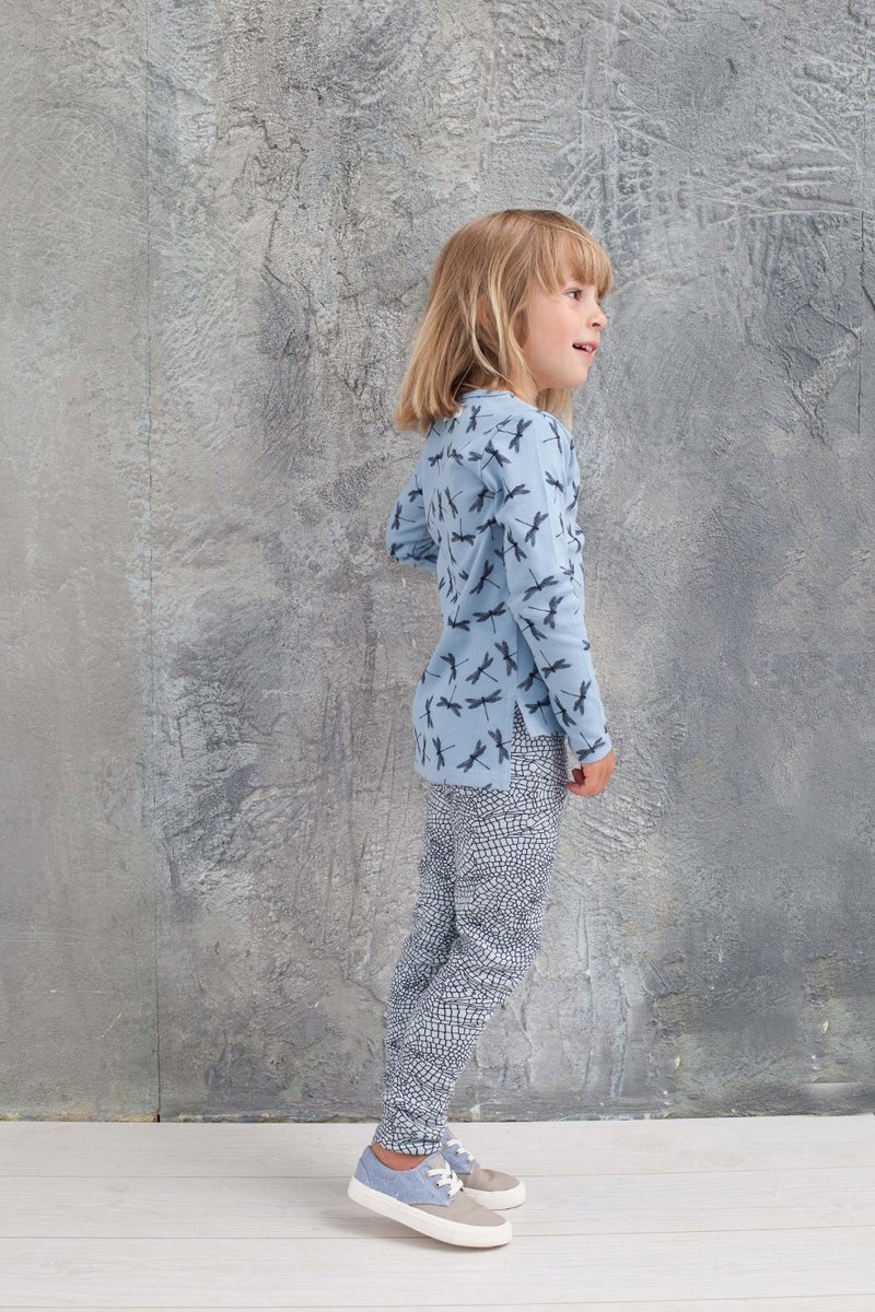 2014 秋冬 nosweet 藍色滿版蜻蜓長袖有機棉上衣 - 圍兜/口水巾 - 棉．麻 藍色