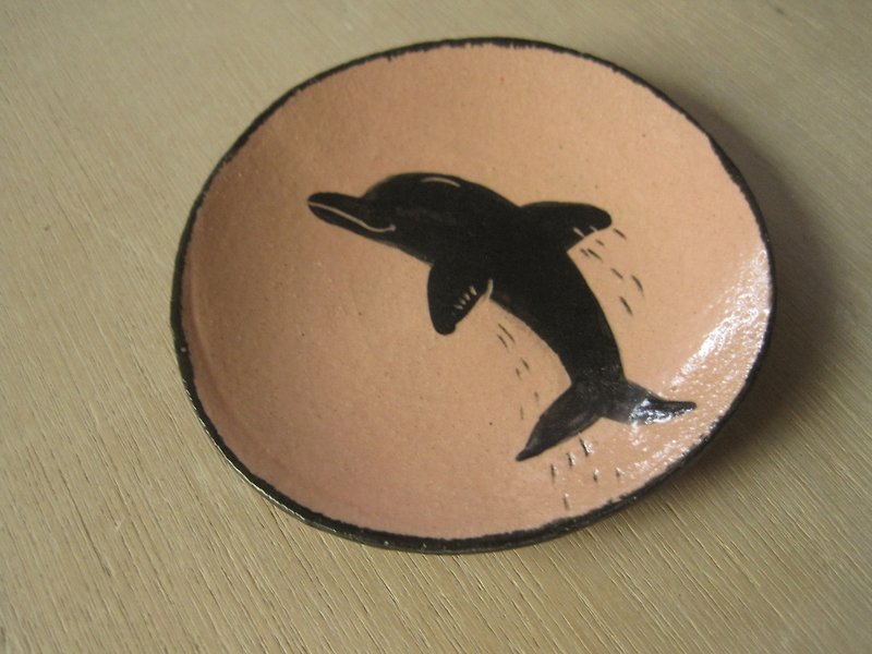 DoDo Handmade Whispers. Animal Silhouette Series-Dolphin Small Dish (Pink) - Pottery & Ceramics - Pottery Pink